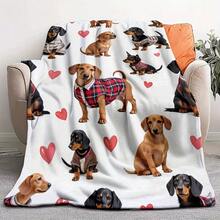 Super Soft Cute Dachshund Prints Flannel Printed 3D Blanket, As Birthday Gifts, Family, Wedding, Souvenir Blankets, Polyester Blankets Suitable For All Seasons, Washable, Machine Washable, Lightweight, Breathable, Comfortable, Warm, Unique, 280gsm For Him, Her Personalized Ideal Gifts For Her, Him, Family, Boyfriend, Girlfriend, Father, Family, Mother, Lover, Daughter, Son, Grandfather, Grandmother, Friend, Classmate, Pet.   Perfect Nap, Camping, Travel, Home, Daily Life, Office Decoration, Birthday, Anniversary, Valentine's Day, Thanksgiving, Christmas, Halloween, Mother's Day, Father's Day, Wedding, New Year Gifts ,Sofa,Bed,Car,Bedroom,Living Room,Office,  Outdoor Camping, Beach,Wall Decoration - Nhiều màu 33 - Xem 4