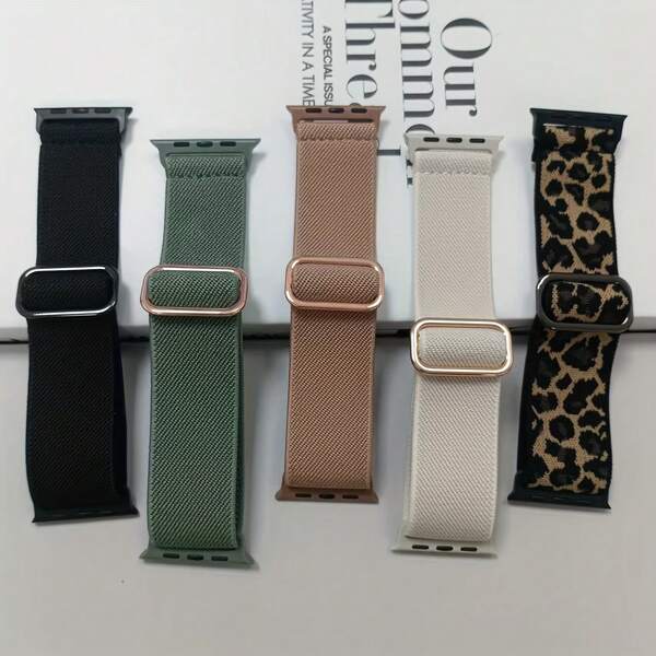 5pcs Compatible For Apple Watch Ultra Band 49mm 46mm 45mm 44mm 42mm 41mm 40mm 38mm, Unisex, Soft Nylon Elastic Strap, Fit For Apple Watch Ultra 2, Series 10/9/8/7/6/5/4/3/2/1 SE