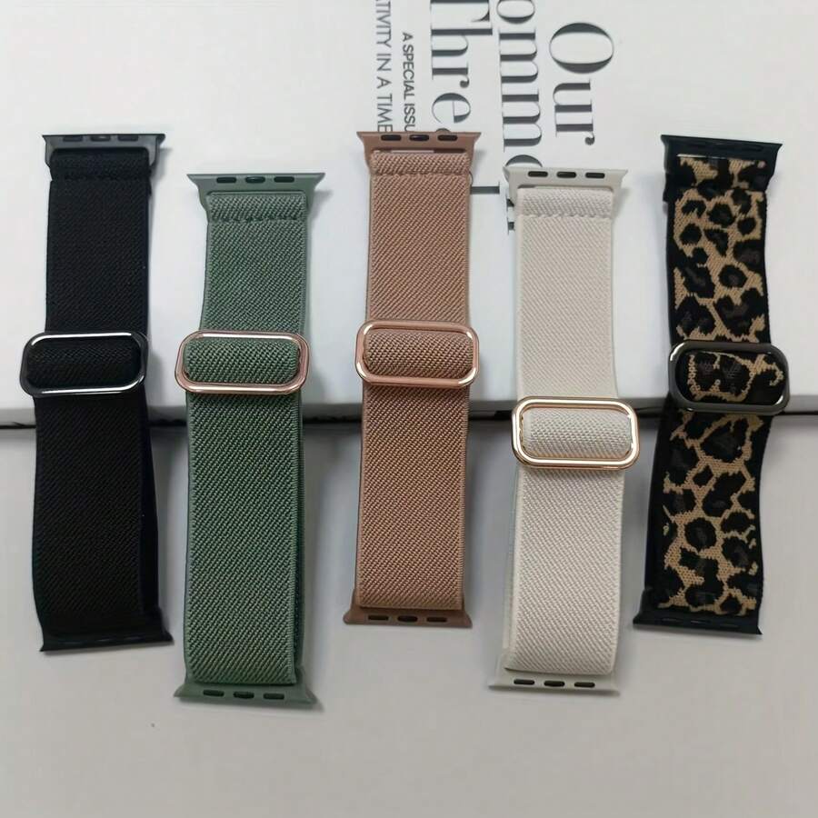 5pcs Compatible For Apple Watch Ultra Band 49mm 46mm 45mm 44mm 42mm 41mm 40mm 38mm, Unisex, Soft Nylon Elastic Strap, Fit For Apple Watch Ultra 2, Series 10/9/8/7/6/5/4/3/2/1 SE - Multicolor - View 1