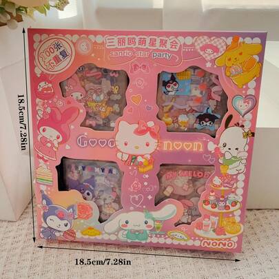 96pcs/Set Authentic Sanrio Hello Kitty And Friends & Kuromi PET Stickers, Waterproof Cartoon And Animal Designs, Scrapbook Gift Box, DIY Projects And Water Bottle Non-Repetitive Planner Stickers, Suitable For Christmas, Thanksgiving, Valentine's Day, New Year Gifts
