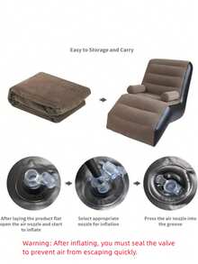 折叠懒人沙发，加厚折叠充气躺椅，紧凑型游戏躺椅，休闲床/睡眠气垫长凳 - coffee - 查看 12