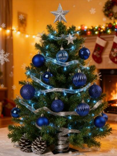 36pcs/Set Christmas Balls Set ,Assorted Styles, Plastic Hanging Decorations For Christmas Tree, Ideal ForChristmas Decorations, Thanksgiving, Scene Decor, Festivals Decor, Room Decor, Home Decor, Offices Decor, Theme Party Decor, Christmas Decor, Christmas Balls