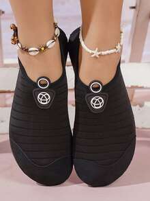 1cm Thick Sole Unisex Solid Color Beach Sport Fashion Aqua Shoes, TPR(Thermoplastic Rubber) Material, Suitable For Hiking, Water Activities, Gym, Beach, Wedding, Party, Office, All Season