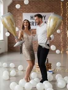 30 个/套巨型香槟杯形铝箔装饰气球，适用于庆祝派对装饰、生日快乐杯气球、派对装饰铝箔气球、单身派对/单身派对/欢呼派对装饰 - 彩色 - 查看 4