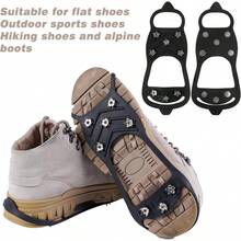 2Pairs (4Pcs) Ice Cleats Snow Traction Cleats Crampons For Shoe And Boots Non- Overshoe For Walking On Snow And Ice Rubber Walking Cleats Anti  Crampons - Black - View 7