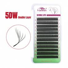 FADVAN Ciglia finte a C-Curl 3D/4D/5D a doppio strato a forma di W, 0,07 mm, 8-15 mm e mix di ciglia a ventaglio 6D/8D/10D preconfezionate, stile naturale morbido nero spesso, ciglia finte individuali in stile mink, forniture per estetiste, innesto rapido