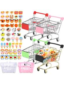 Decora tu vida elegante | Decoración realista de carrito de compras de color acero, sirve tanto como organizador de tocador como un accesorio lindo para el juego de roles de los niños, agrega diversión a cualquier rincón. - Multicolor - Ver 9