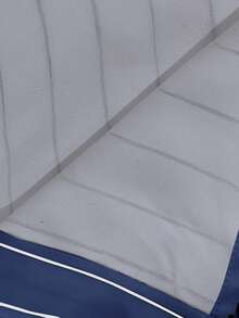 男士条纹长袖衬衫，时尚休闲风格，适合春秋季 - 藍色 - 查看 5