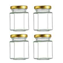 4个45毫升迷你玻璃密封罐，六角钻石隔层瓶，蜂蜜罐/梅森罐，带螺旋盖，适用于食品包装、DIY工艺品、婚礼礼物等。 - 彩色 - 查看 12