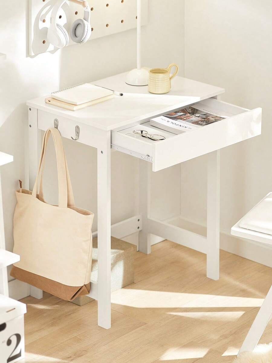 SoBuy FWT43-N Escritorio con Un Cajón y 3 Percheros Mesa de Ordenador de Estilo Industrial 60x40x77 cm ES Mesa Escritorio Silla de Oficina Muebles de Oficina en Casa, Mobiliario de estudio Caqui estilo nórdico, estilo sencillo 60x40x77 cm