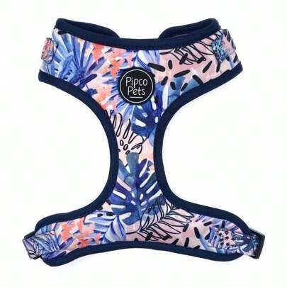 PIPCO PETS - Adjustable Dog Harness Cute Colourful Patterns Perfect Fit Escape Proof Vest  And Secure Easy On/Off X-Large Tropic Fronds