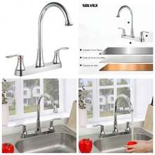 Mezcladora para Fregadero, Llaves para Fregadero de Cocina, Grifo de Cocina con Dos Asas, Grifo de Cuerpo Principal de Latn, Llave para Fregadero de Acero Inoxidable, Acabado Cromo Espejo, SP - 80008 - Cromo Espejo 1 - Ver 1