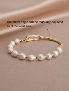 1 件 18K 镀金天然珍珠手链，休闲女士珠宝，适合日常佩戴、母亲节、情人节、婚礼、生日礼物 - 彩色 - 查看 5