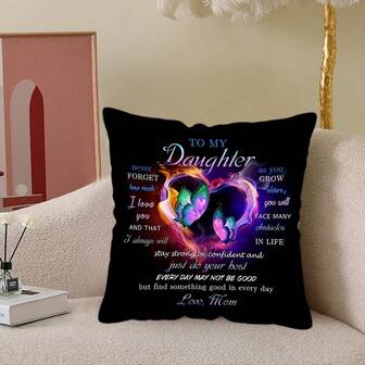 TOPSSCTR 1 pieza Funda de cojín cuadrada para hija (45 cm x 45 cm), Regalos para mi hija, Decoración del hogar, Decoración de la habitación, Decoración del dormitorio, Accesorios de edificios coleccionables, Regalo para la hija de la madre (El cojín no está incluido)