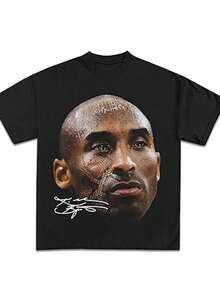 Kobe Bean Tall Shrug Graphic Tee 180g  Pure Cotton Single-Sided Printed Round Neck Short Sleeved T-Shirt,Original Unisex Shirt Short Sleeve Tshirts - 黑色3 - 查看 1