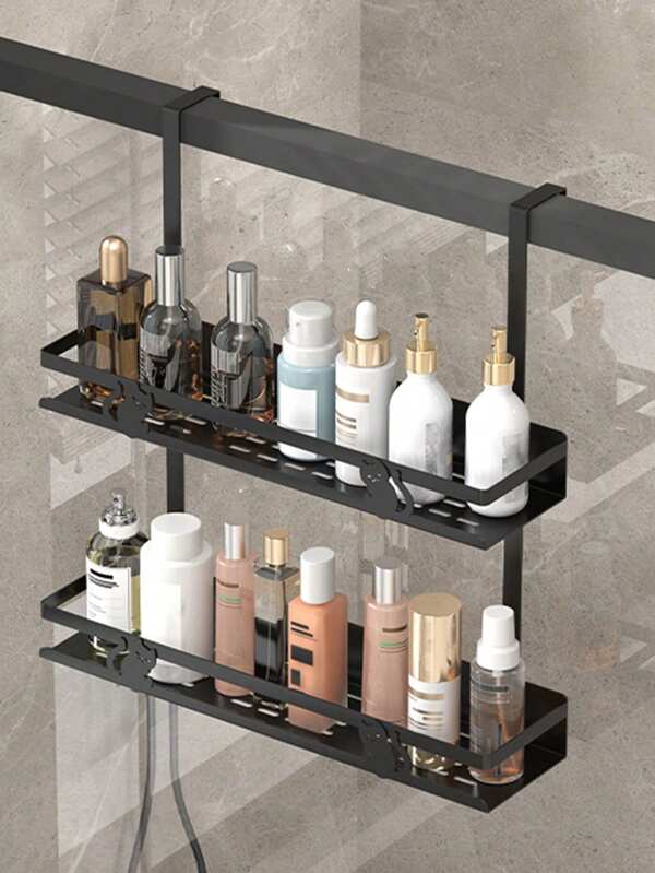 1pc Space-Saving Over-The-Door Bathroom Organizer - Durable Multi-Tier Hanging Shelf For Shower Accessories, No Power Needed