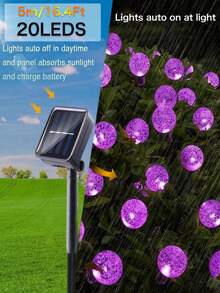 1pc Outdoor Solar String Lights 39.4Ft/23Ft/16.4Ft, 100 LED /50 LED/20 LED Solar Powered String Lights Waterproof,8 Modes Crystal Ball Lights Solar Fairy Patio Lights For Garden, Lawn, Porch, Gazebo, Bistro,Christmas Tree, Wedding, Party, Festival,Holiday Decorations(Warm White,Multicolor,White) Fall Decor House Decor Outdoor Decor