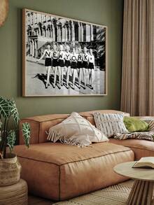 1 pièce Impression d'art vintage de la ligne de chœur de New York sans cadre - Décoration murale noir et blanc pour le salon, la chambre à coucher, le bureau à domicile - Idée de cadeau parfaite