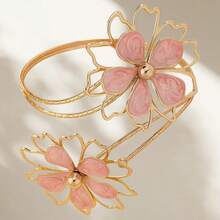 1pc Fashionable Elegant Vintage Open Flower Arm Cuff, Suitable For Daily Gatherings, Valentine's Day Gift, Mother's Day Gift, And Gifts For Family