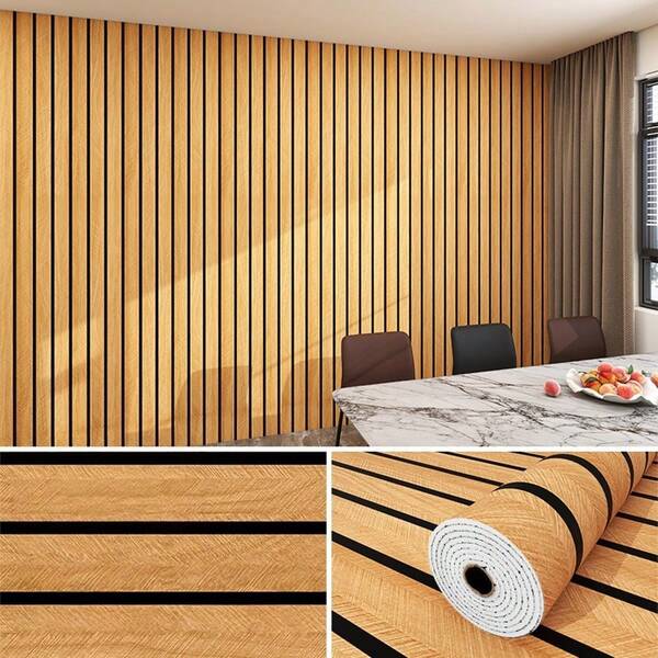 Flache Holz-Nudeln 3D Wandverkleidung - Schalldämmung selbstklebende Wandaufkleber, selbstklebende Tapete, verstärkte feuchtigkeitsbeständige abnehmbare PVC-Flachnudel-Tapete und Schaumstoffplatte, für Heimdekoration verwendet, 3D-dreidimensionale wasserdichte feuchtigkeitsbeständige Wohnzimmer