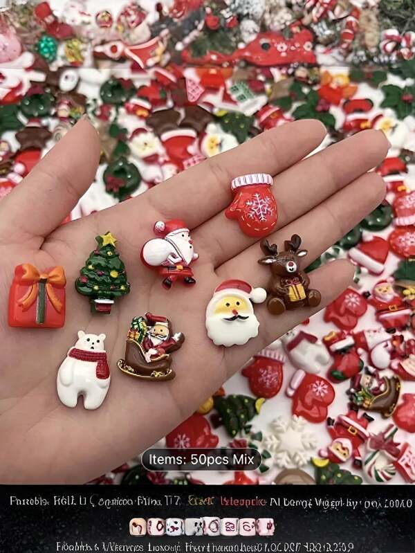 1-28pcs Christmas Resin Accessories, Christmas Sock Snowflake Decorations, DIY Mobile Phone Case Stickers, Gloves, Hairpins – All Part Of The Christmas Decor Collection.Miniature Ornaments