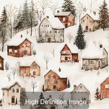 1 szt. Oprawione/Nieoprawione Vintage Zima Śnieżna Wieś Miasto Boże Narodzenie Wakacje Plakat Abstrakcyjny Krajobraz Rustykalna Sztuka Festiwalu Bożego Narodzenia Malarstwo na płótnie Druk Minimalistyczny Obraz Ścienny Do Akademika, Mieszkania, Salonu, Sypialni, Dekoracji Domu, Wystrój Domu Wiejskiego