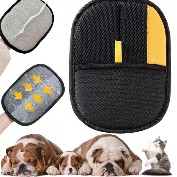 Quitapelos para mascotas, guantes quitapelos electrostáticos reutilizables para quitar el pelo de gato y perro del sofá, muebles, alfombras, cortinas, herramienta mejorada para eliminar el pelo de animales, guantes de aseo para gatos - 1 pieza