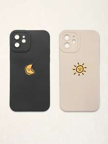 Couple Phone Cases - Sun & Moon Design, Black & White Phone Cases Compatible With IPhone & Galaxy Smartphones, Phone Cases, Case Compatible With IPhone 17 Pro Max, Covers, Cute Phone Cases, Compatible With IPhone 13, 15, 16 Pro Max, 16 - Multicolor - View 11
