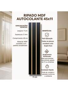 Kit Of 120 MDF Slatted Plates For Self-Adhesive Wall Decoration 45x11 - Negro - Ver 3