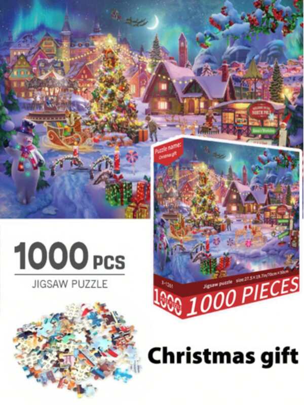 1 Box Of 1000-Piece Jigsaw Puzzle Toy, Size 70cm*50cm, Oil Painting Landscape & Cartoon Patterns, Adult Stress Relief, Decorative Art, Suitable For Halloween, Christmas, Birthday Gift