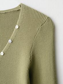 YROOE Fashionable Women's Autumn/Winter Slim Fit Elegant Solid Color Knitted Long Sleeve Top, European & American Style