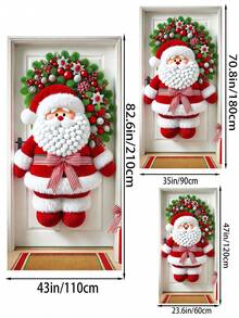 1 件 2D 圣诞门帘装饰，圣诞饰品，门帘装饰，35x70 英寸，节日创意装饰，耗电，适合室内外使用，艺术风格，非常适合节日创意和派对，圣诞家居装饰。（非花环） - 彩色 - 查看 3