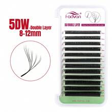 FADVAN Ciglia finte a C-Curl 3D/4D/5D a doppio strato a forma di W, 0,07 mm, 8-15 mm e mix di ciglia a ventaglio 6D/8D/10D preconfezionate, stile naturale morbido nero spesso, ciglia finte individuali in stile mink, forniture per estetiste, innesto rapido