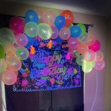 彩色紫外线霓虹灯气球 25/50/100 件，夜光派对用品，荧光乳胶气球，适用于圣诞派对、万圣节、生日 - 彩色 - 查看 6