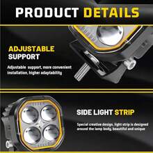 2 Pieces Magnifying Glass Headlights LED Spot Light 5 Modes With Strobe Devil Eye For Motorcycle And Car - Black - View 4