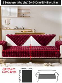 1 件厚兔毛毛绒沙发垫套，现代简约防滑沙发座垫，防尘可洗沙发套，酒红色，柔软防褪色，宠物友好，适合 L 型沙发和 1/2/3/4 座沙发，适用于卧室、办公室、客厅 - 酒紅色 - 查看 18