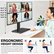 Soporte de monitor único VESA para pantallas de 13-32 pulgadas, elevador de monitor no empotrado con rotación giratoria de inclinación ajustable en altura, soporte universal de computadora de hasta 44 - 1 - Ver 4