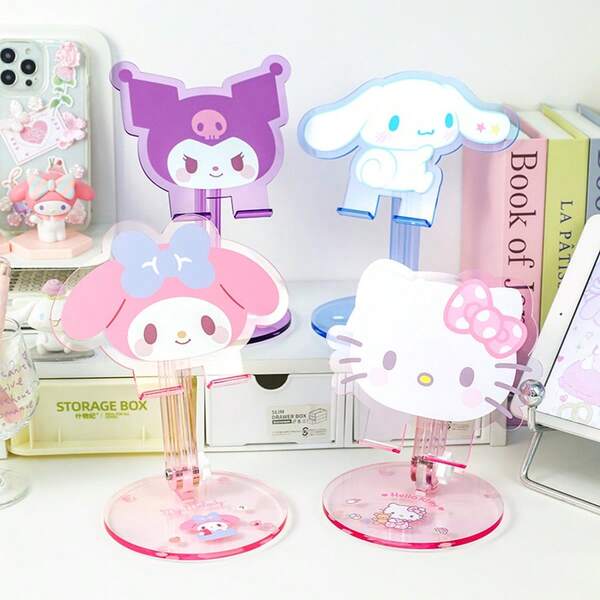 Sanrio 1 pieza Soporte oficial plegable y ajustable de varios ángulos para teléfono/tableta Hello Kitty, soporte de escritorio resistente para ver videos, aprender, accesorio ideal