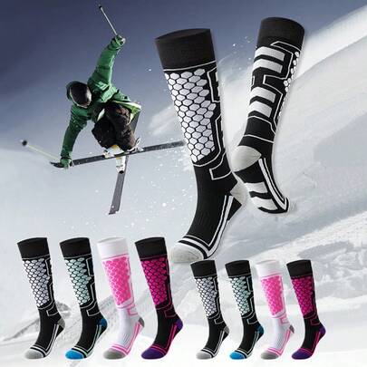1 par varma vinterskidstrumpor, förtjockade skidstrumpor, skid- och snowboardstrumpor för kvinnor och män, knähöga strumpor, vinterstrumpor för utomhusbruk, perfekta för skidåkning, snöjakt och vinteraktiviteter utomhus