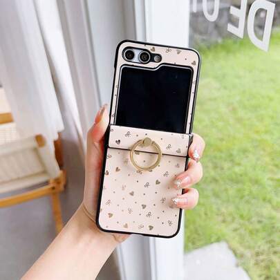 Premium Polka Dot Heart Bow Foldable Phone Case For Samsung Galaxy Z Flip3 5GGalaxy Z Flip 4 5GGalaxy Z Flip 5 5GGalaxy Z Flip 6 5GGalaxy Z Flip 7