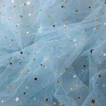1pc Metallic Star & Moon Mesh Fabric, Sequin Starry Sky Tulle, Wedding Backdrop Veil, DIY Craft Material, Multi-Color Options - Multicolor - View 46