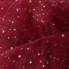 1pc Metallic Star & Moon Mesh Fabric, Sequin Starry Sky Tulle, Wedding Backdrop Veil, DIY Craft Material, Multi-Color Options - Multicolor - View 12