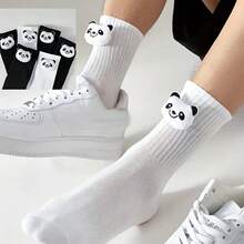1 par de calcetines unisex 3D de panda - Diseño único de muñeco de panda con patrón personalizado y divertido, calcetines de tripulación novedosos para parejas, idea de regalo divertida y creativa