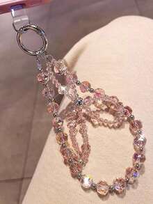 1pc Premium Crystal Phone Lanyard, Dainty Wrist Strap Phone Charm, Short Beaded Phone Case Chain For Outdoor, Travel, Gathering, Shopping, Universal Phone Hang Cord - 彩色 - 查看 8