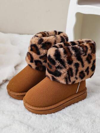 1 Pair Children's Casual Short Ankle Boots, Girls Versatile Pull-On Snow Boots