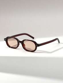 1 Pair Women's Oval Retro Small Frame Thick Rivet Versatile Street Style Fashion Fashion Glasses, Suitable For Parties, Gatherings, And Runway