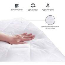 - Cubrecolchn acolchado hipoalergnico y transpirable, 46 de profundidad, tamao King, blanco - Reina - Ver 4