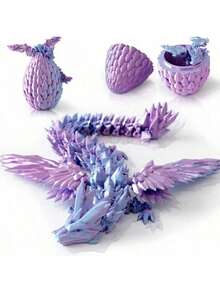 New Upgraded 4D Printed Pterosaur Model, Crystal Flying Dragon With Wings, Movable Joints, Creative Ornament, Action Figure Gift, Decoration Toy, Birthday/Holiday Gift - Multicolor - View 2