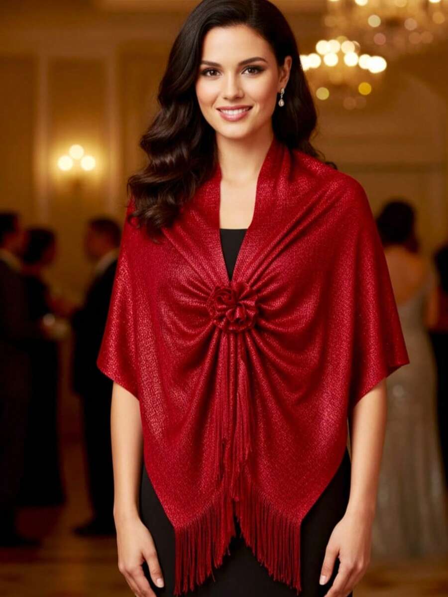 Chalinas con flor para lucir en cualquier ocasión excelente calidad - Rojo - Ver 1
