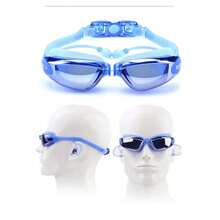 Gafas De Natación con Tapa Oídos Para Niños Lente Electroplating - Azul - Ver 3